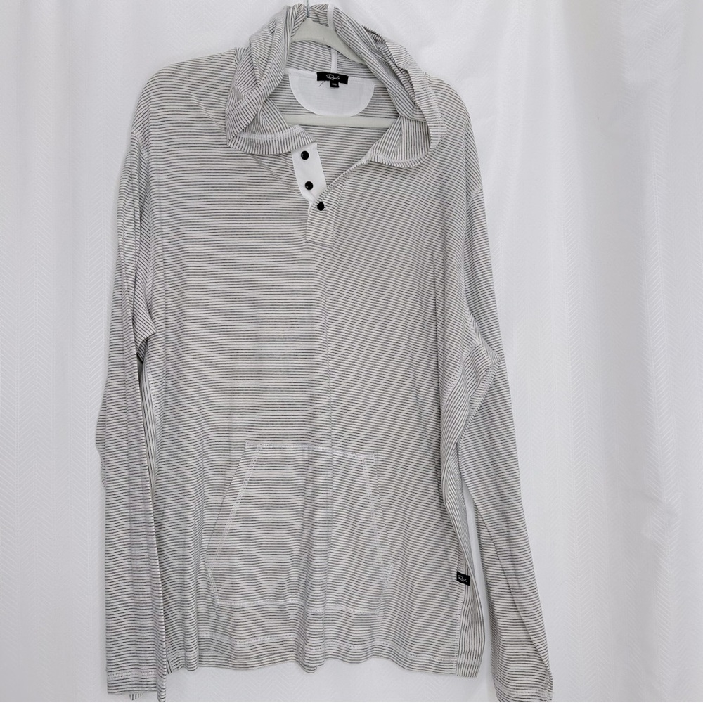 Rails men’s Weston hooded long sleeve tee size XXL cream and navy striped